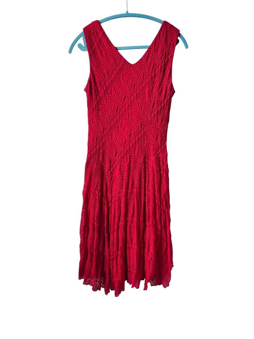 Rabbit Rabbit Rabbit Red Sleeveless V-Neck Lace Midi Dress - Picture 3 of 7